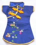 Wine Bottle Cover - Figurine - Blue & Gold Cheongsam